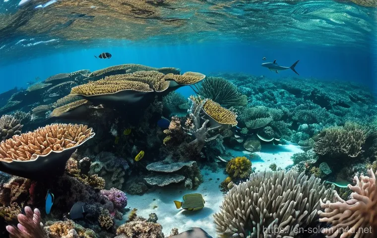 솔로몬 제도 우기와 건기 - **Dry Season Underwater Paradise**
    A wide-angle underwater shot showcasing the exceptionally cle...