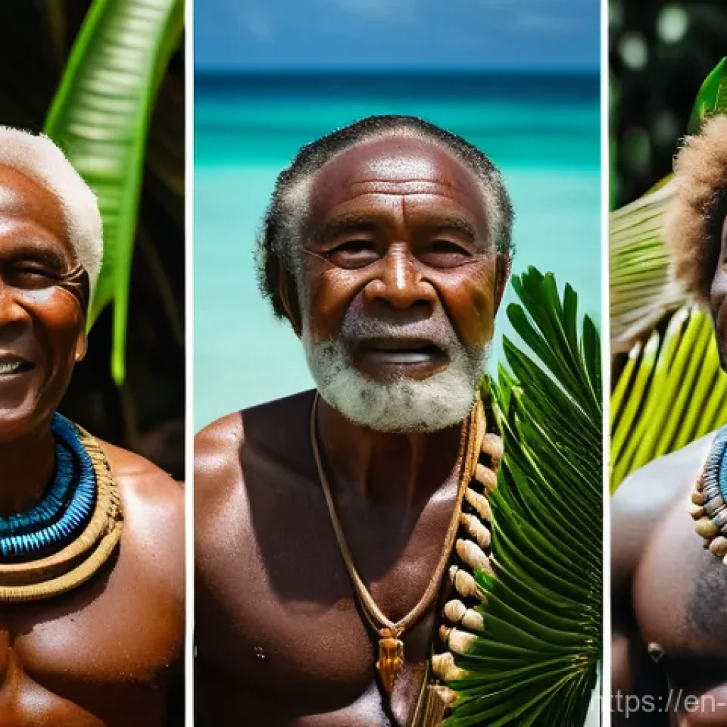 솔로몬 제도 샤머니즘 문화 - Here are three detailed image prompts in English, designed to be 15+ appropriate and avoid any expli...