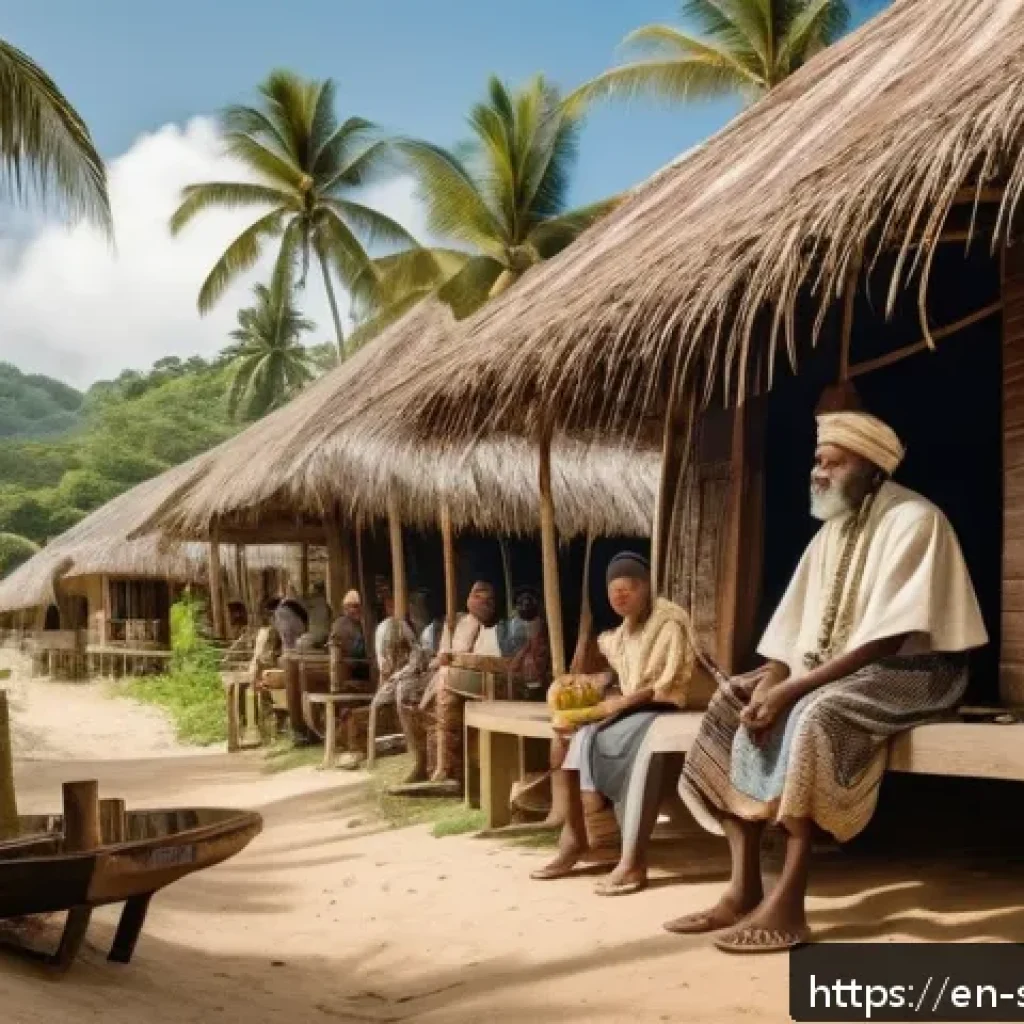 솔로몬 제도 기독교 선교 역사 - A detailed scene depicting 19th-century Western missionaries and Solomon Islands indigenous people d...